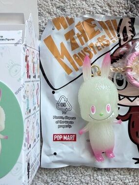 POP MART Glow Bunny Keychain Charm - Pink & White